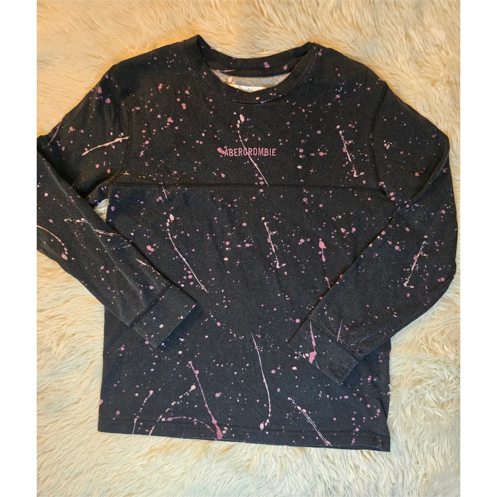 Abercrombie & Fitch Kids Black and Pink Splatter Long Sleeve Shirt
